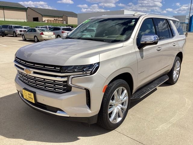 2021 Chevrolet Tahoe Premier in Empire Beige Metallic — front three-quarter view